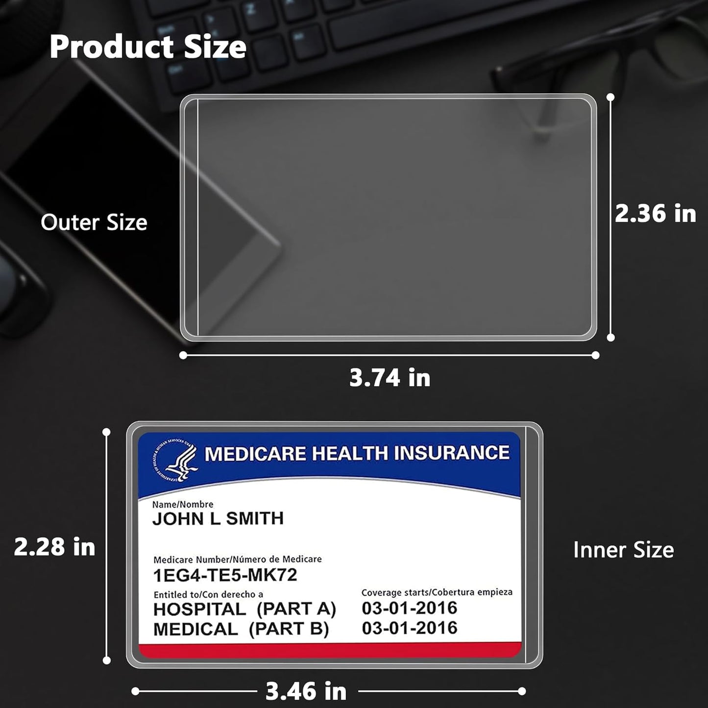 New Medicare Card Holder Protector Sleeves, Social Security Card Protector, 12 Mil Clear PVC Water Resistant Plastic Sleeves for New Medicare/Social Security/Business/ID/Credit Cards(10 Pack)