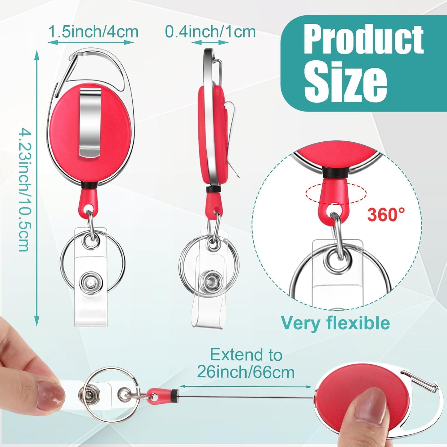 Honoson 40 Pcs Heavy Duty Retractable Badge Reels Batch ID Badge Holder Retractable Clip Bulk Key Holder with Ring for Office Worker Employee, Doctor Nurse Gifts (Vibrant Color)