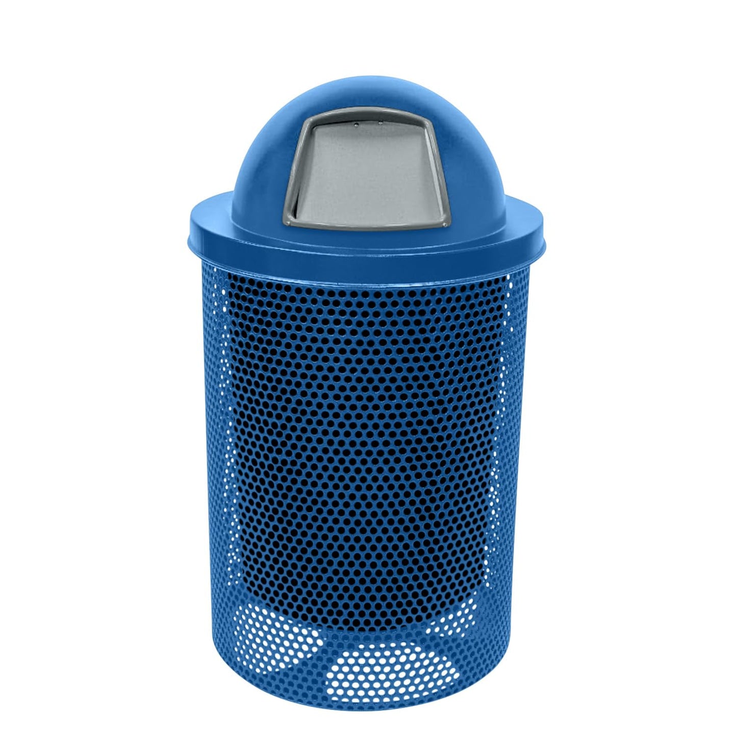 RDT-P-TXTLBL Heavy Duty Round Trash Receptacle with Dome Top, Liner Included, 32 Gallon, Textured Light Blue, Made in America