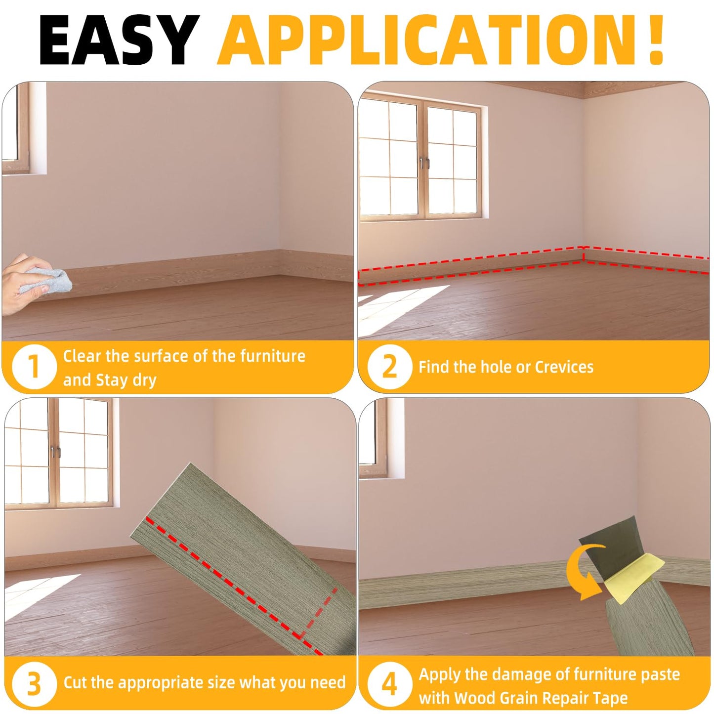 GSCIT Club Wood Grain Repair Tape, 2.4 inch X 250ft Self Adhesive Silver Walnut Grain Repair Patch for Tables, Chairs, Baseboards, Doors, Windows, Floors, Handicraft DIY.