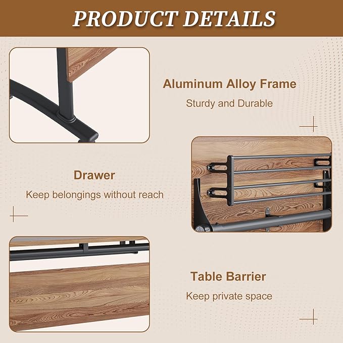 Folding Conference Room Table, Modern Conference Tables with Silent Wheels, Large Rectangular Mobile Training Tables for Office Classroom, Foldable Modular Boardroom Seminar Table (2pack L63in)