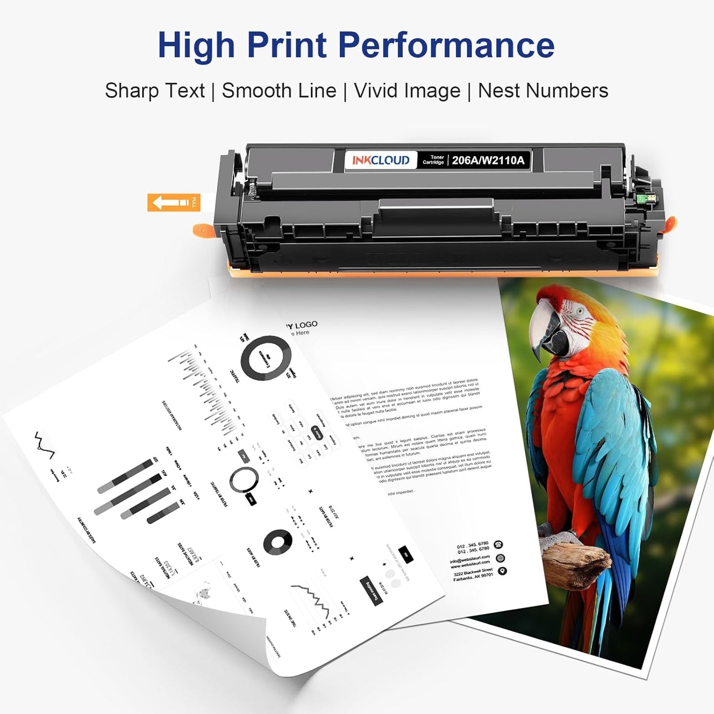 INKCLOUD 206A Toner Cartridges 4 Pack with Chip Compatible Replacement for HP 206A 206X W2110A W2110X Work with Color Pro MFP M283fdw M283cdw Pro M255dw M283 M255 Printer Ink High Yield Toner