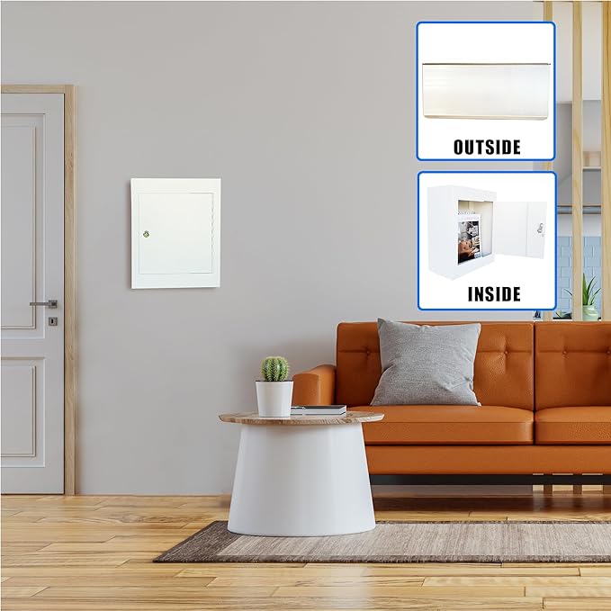 Through-The-Wall Drop Box with Rainproof Cover | Heavy Duty Through Wall Mailbox with 10-Inch Adjustable Chute | Rainproof Locking Drop Safe for Mail, Rent, Checks, Cash, and Keys, White