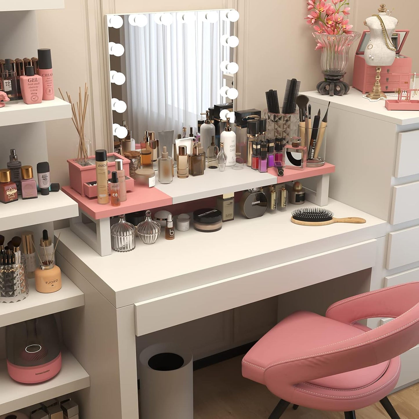 WESTREE Dual Monitor Stand Riser, Wood and Steel Monitor Stand Riser, Computer Monitor Stand for 2 Monitors, Multi-Purpose Desktop Storage Stand for Computer,Laptop,Printer,TV