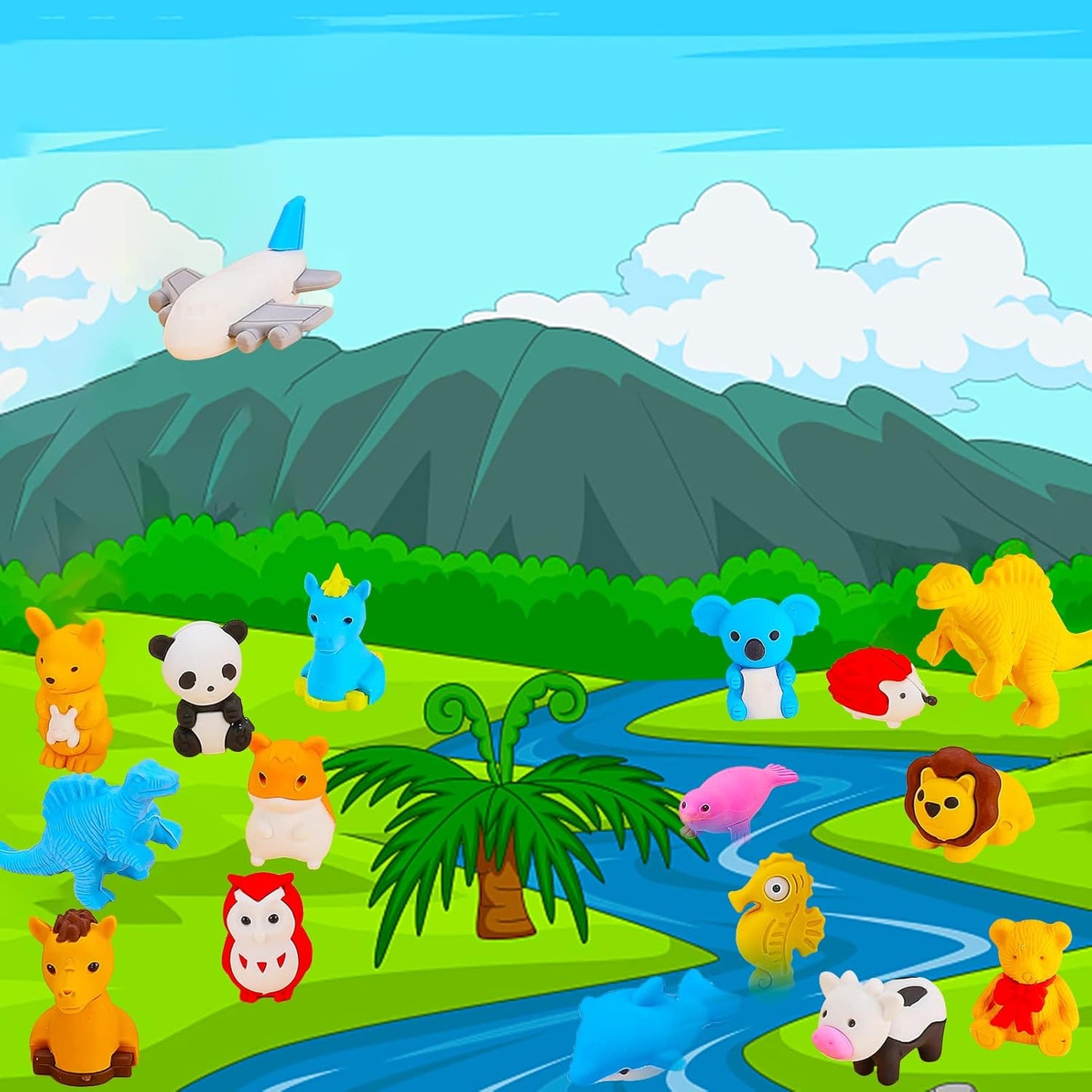 Zkptops 110pcs Animal Eraser Kids Animal Pencil Erasers Desk Pets Puzzle Erasers Bulk Mini Eraser Prize Toys Gift for Classroom Rewards, Treasure Box, Student Game Prizes, Easter Egg Fillers