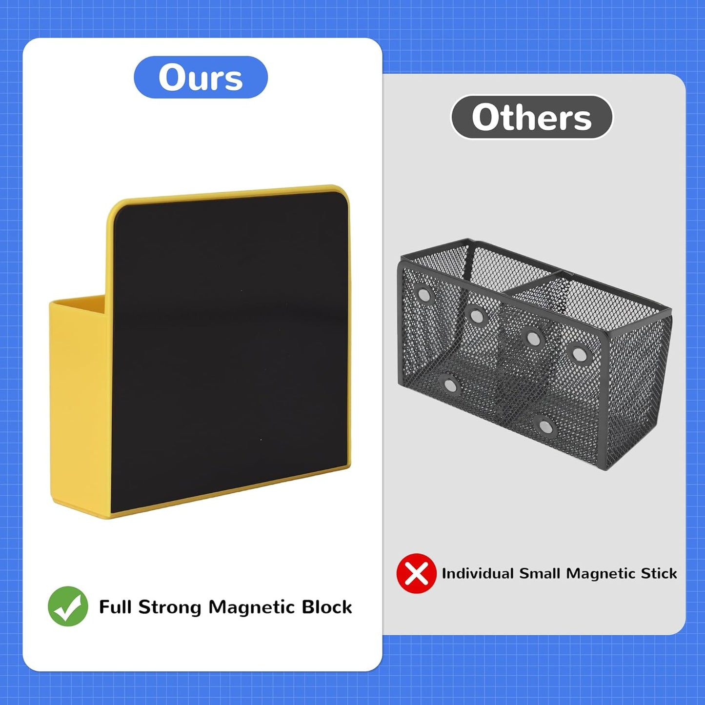 Magnetic Dry Erase Marker Holder, Magnetic Pen Marker Holder for Whiteboard, Fridge, Locker Accessories, School, Office, Home, Magnet Pen Cup,1 Pack, Yellow