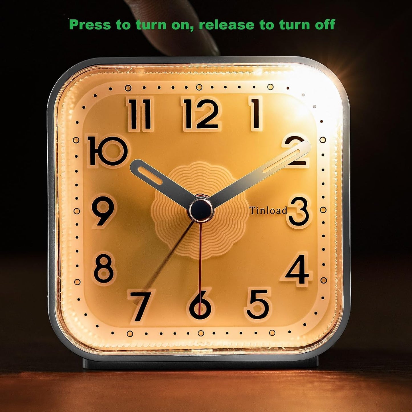 Small Analog Alarm Clock Silent Non Ticking, Ascending Beep Sounds, Snooze,Glow in Dark dial, Manual Light, Battery Operated(Silver)