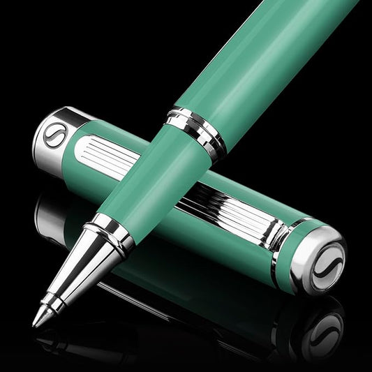 Scriveiner Mint Green Rollerball Pen - Stunning Luxury Pen With Chrome Finish, Schmidt Ink Refill, Best Roller Ball Gift Set for Men & Women, Professional, Executive Office, Nice Pens