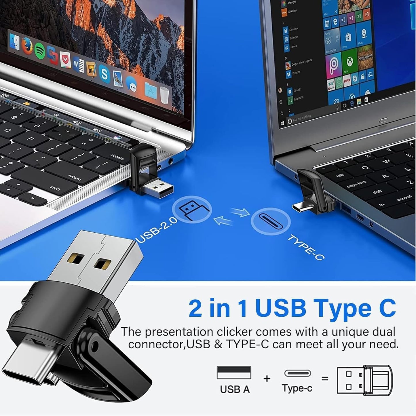 Presentation Clickers Wireless Presenter Remotes for PowerPoint, Powerpoint Clicker with Volume Control PowerPoint Slide Advancer for Mac, Receiver with Dual Functions,Computer, Laptop, LBBYDDLL