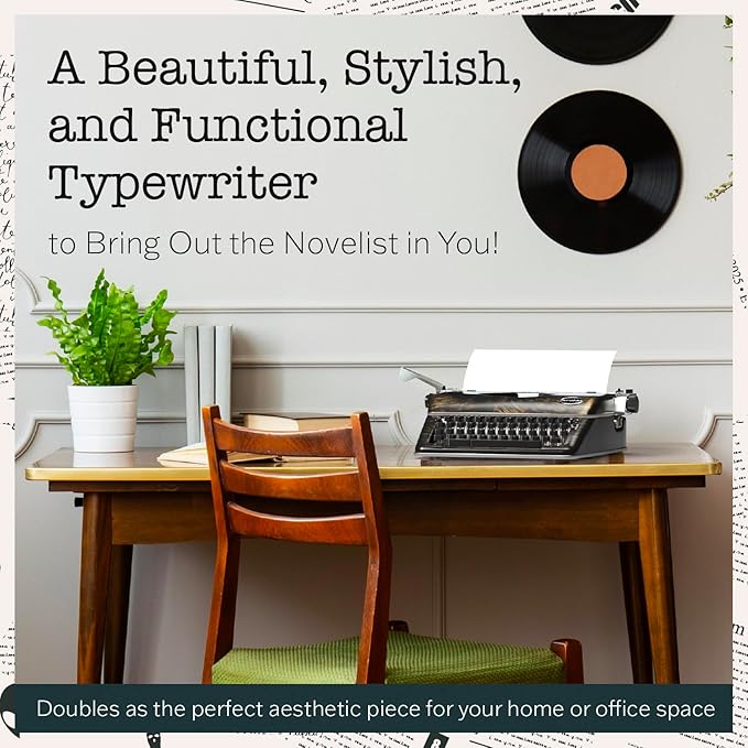 Maplefield Vintage Manual Typewriter - Bronze, Fits Standard 8 x 11 in Sheets - Antique-Style Functional Retro Portable Design & Easy Setup for Home & Office Decor