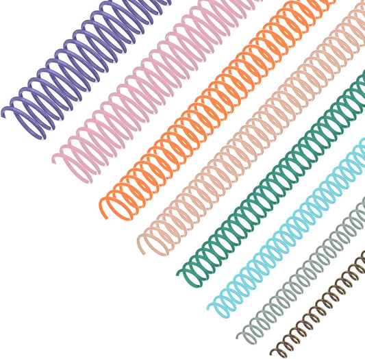 120 Pack Plastic Spiral Binding Coils Binder Binding Spirals Rings Multi Size Spiral Binding Wire Combs Spines Coils, 4:1 Pitch, 1/4 5/16 3/8 1/2 9/16 5/8 3/4 7/8 Inch (Pastel Color)