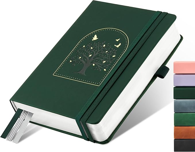 &And Per Se Lined Journal Notebook for Women&Men with Pattern, 365 Pages, 5.7'' x 8'' 100GSM Thick Paper, A5 Journals for Writing(Dark Green)