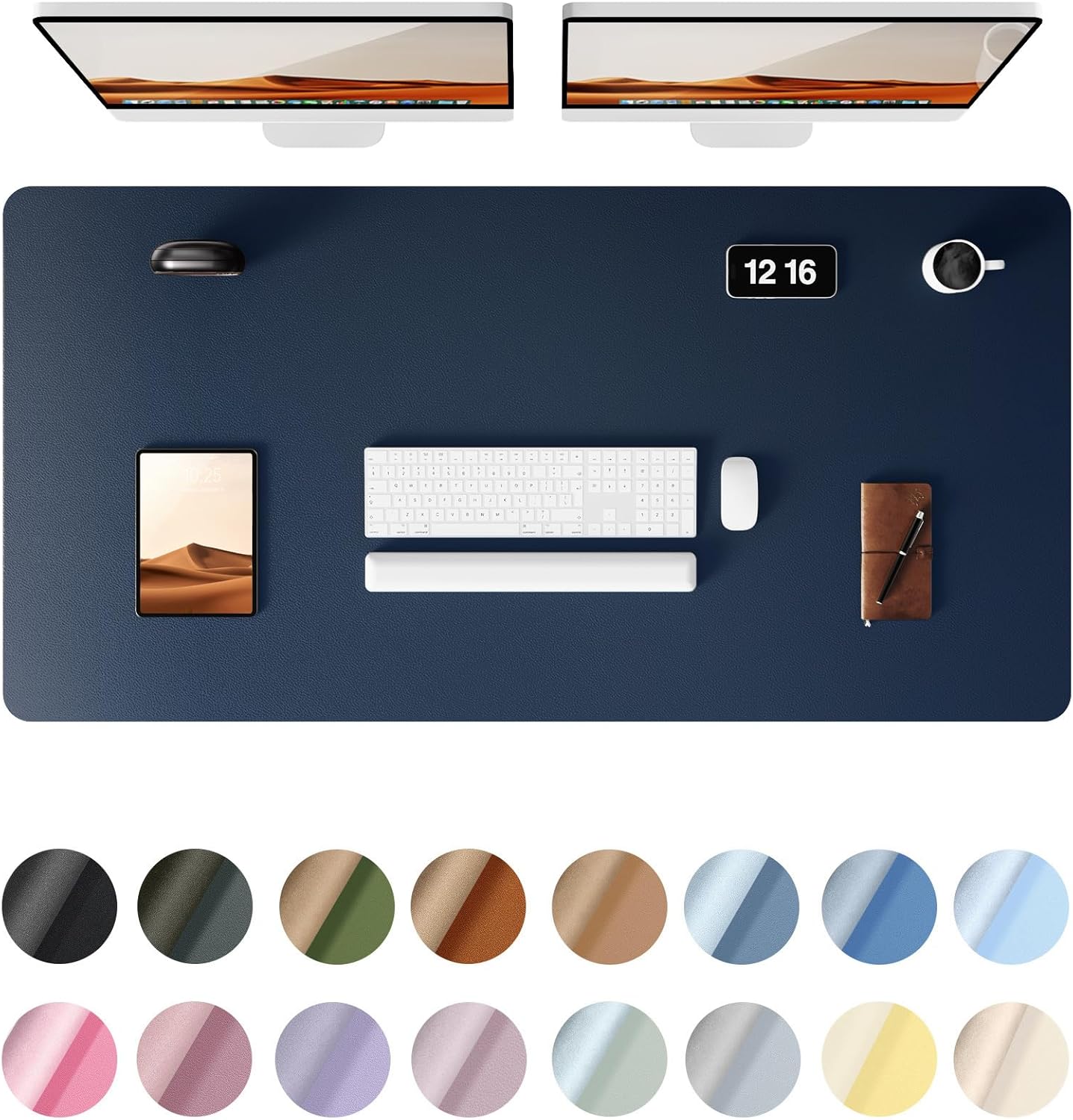 YSAGi Leather Desk Protector, Office Mat, Large Mouse Mat, Non-Slip PU Leather Blotter, Laptop Pad, Waterproof Writing Pad for Office and Home (Dark Blue, 47.2" x 23.6")