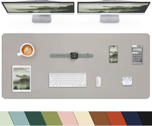 Extra Large Desk mat, Leather Desk Pad Protector,Office Desk Mat,Mouse Pad, Non-Slip Desk Blotter, Laptop Desk Pad, Waterproof Desk Writing Pad for Office&Home (Light Grye, 55" x 17")