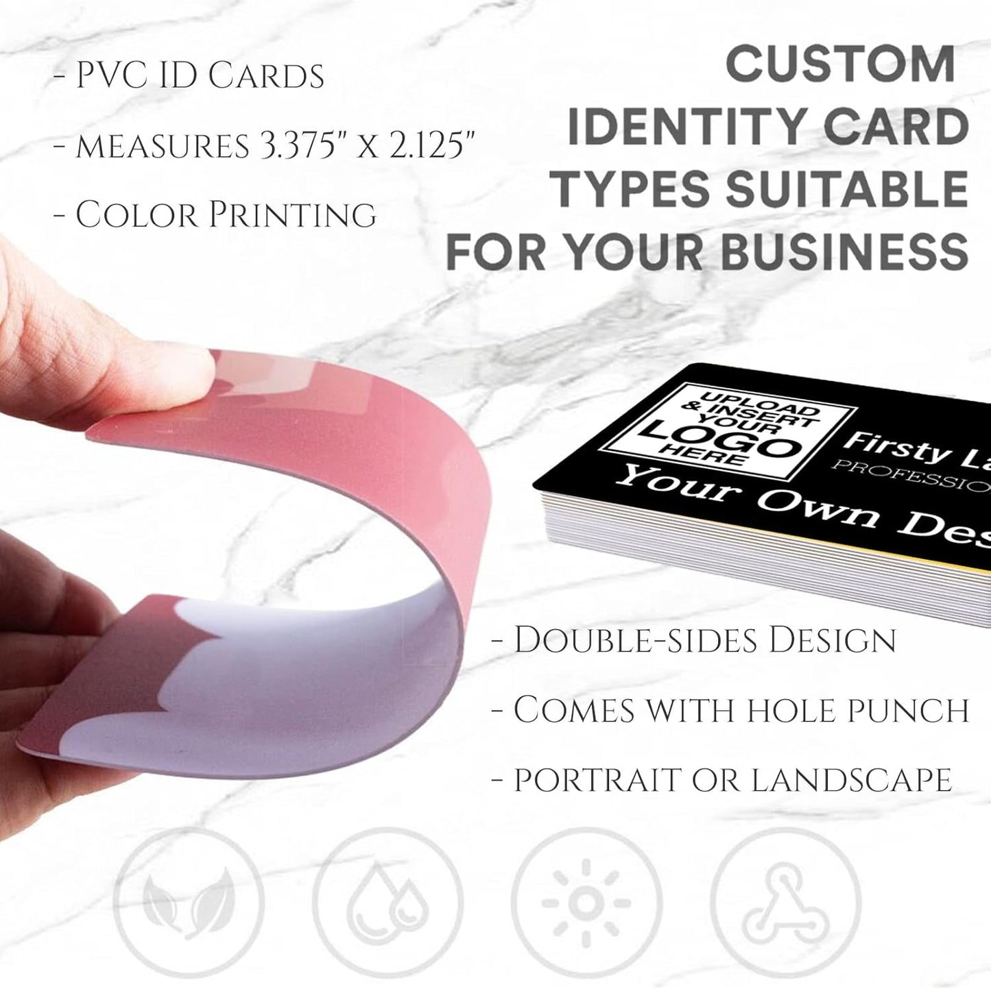 Custom Id Badge, Personalized Employee Photo Identification Card with Lanyard, Durable ID Card for Office Worker Doctor Nurse Student-Horizontal-Add Your Design