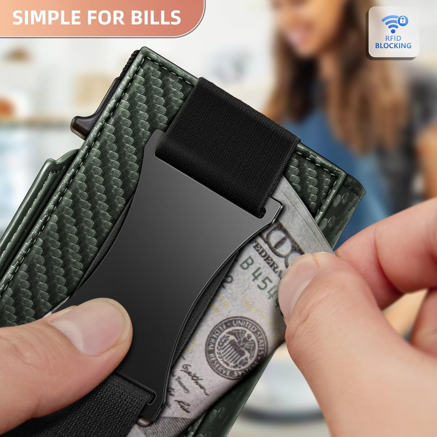 KEMISANT Airtag Wallet Men Gift,Mens Slim Front Pocket Wallet Money Clip Standard or Apple Airtag Use 3.8"×2.8"×0.9"