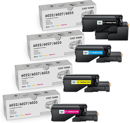 6022 6027 Toner Cartridge Compatible Replacement for Xerox Phaser 6022 6020 for WorkCentre 6027 6025 Printer (106R02756 Cyan, 106R02757 Magenta, 106R02758 Yellow, 106R02759 Black)