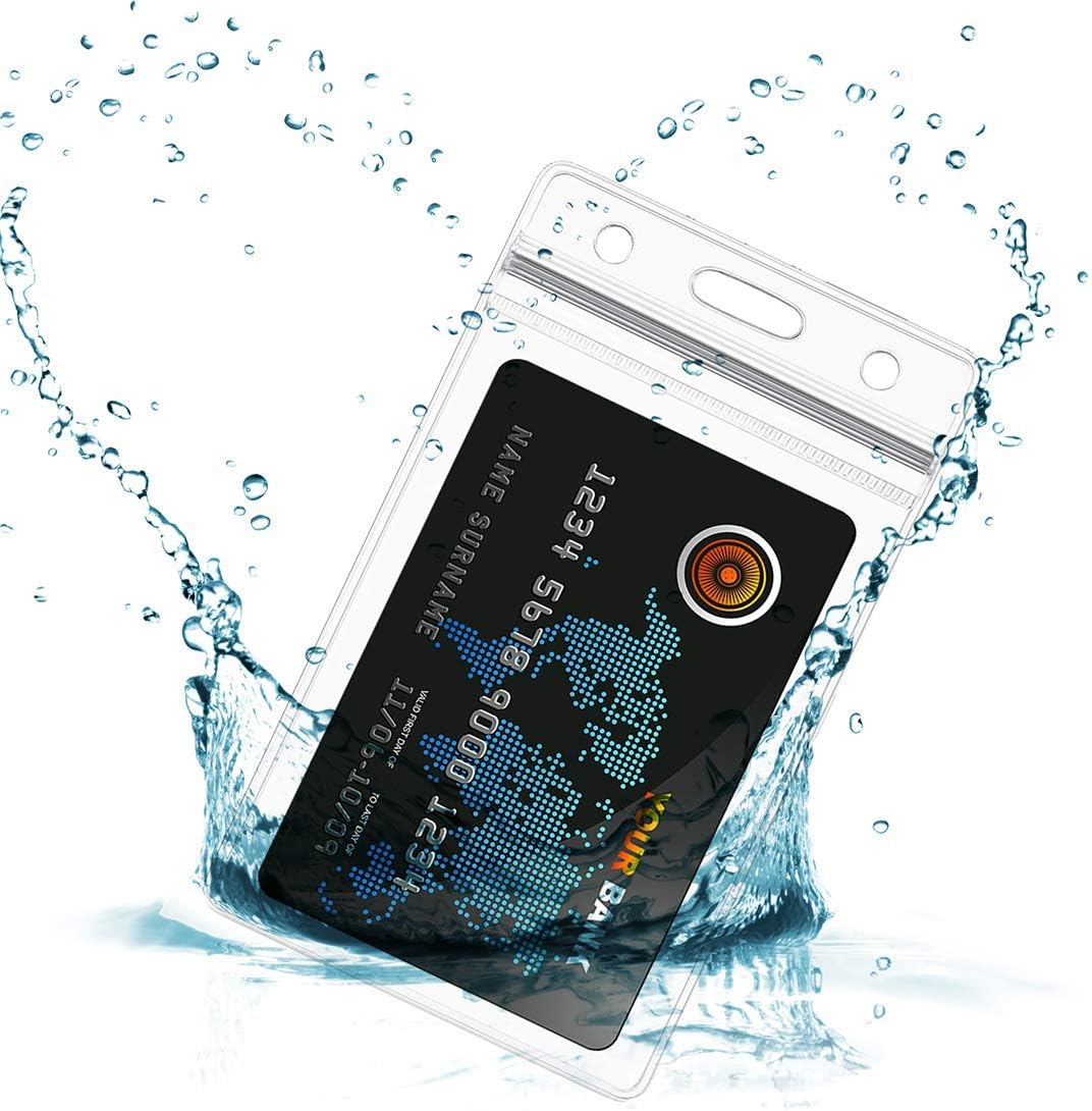 Lanyards with Id Holder Name Badges Waterproof Name tag Badge Holders with Neck Lanyard Swivel J-Hook Clip 50 Pack (Purple, Vertical)