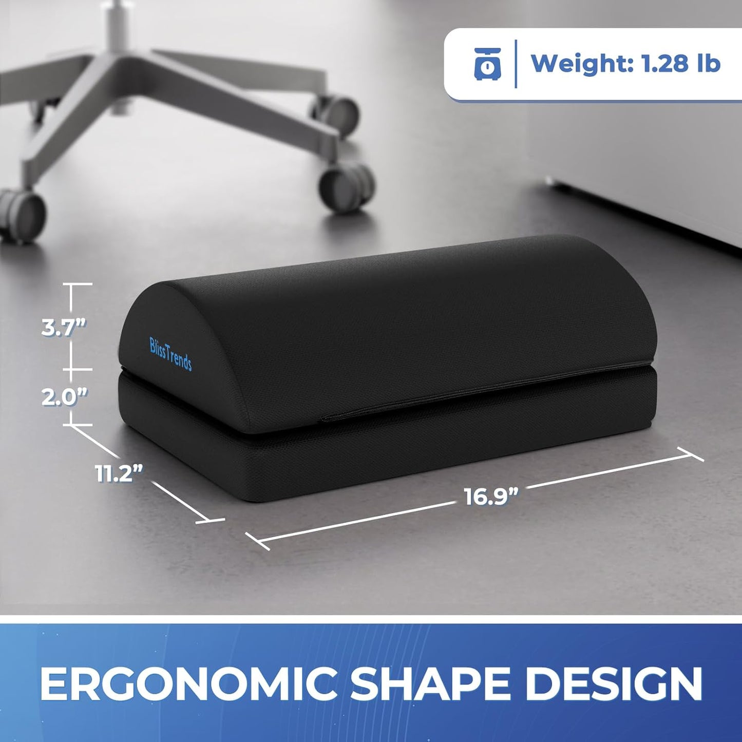 BlissTrends Foot Rest for Under Desk at Work-Versatile Foot Stool with Washable Cover-Comfortable Footrest with 2 Adjustable Heights for Car,Home and Office to Relieve Back,Lumbar,Knee Pain-Black