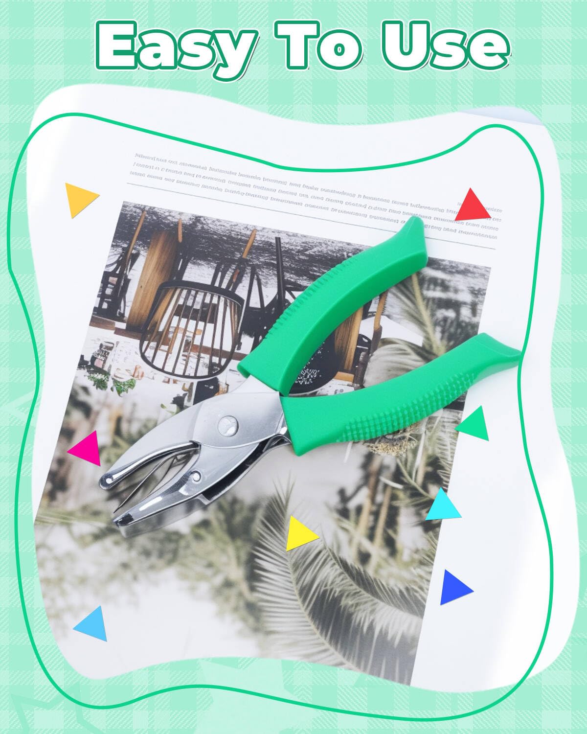 UCEC 2Pcs 1/6" Square and 1/4" Triangle Shape Handheld Metal Hole Punch Set, Small Triangle and Square Hole Puncher with Grip Back to School Supplies for Handmade DIY Craft in Home Office Classroom