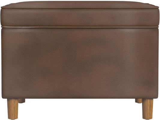 Home Decor | Dinah Collection Modern Storage Ottoman | Ottoman with Storage for Living Room & Bedroom(Brown Faux Leather)