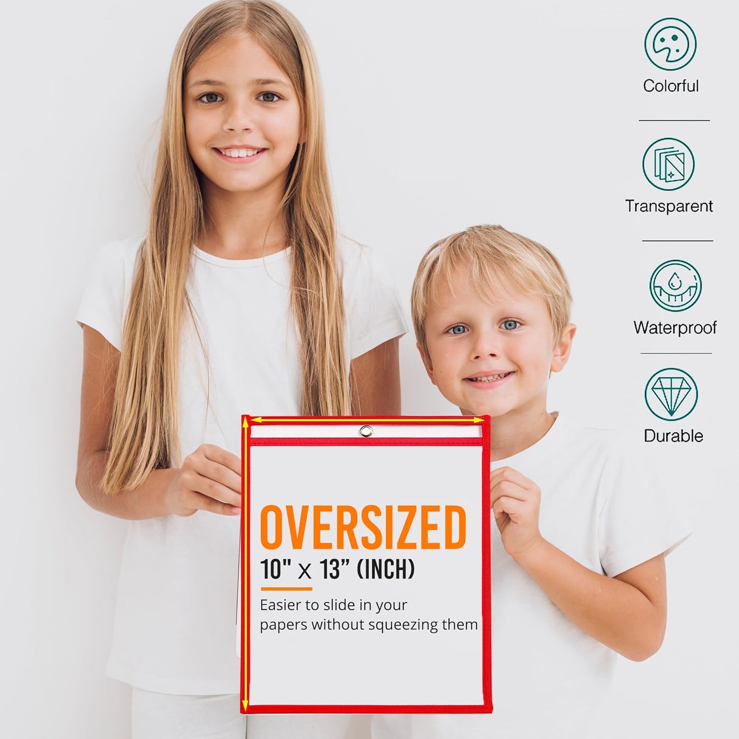 Dry Erase Pockets 30 Pack EASYWipeXL, Oversized 10"×13" Heavy-Duty Reusable Dry Erase Pocket Sleeves, Save Time & Paper with Quick Clear Pocket Sleeves for Classroom, Office & Homeschool Worksheets