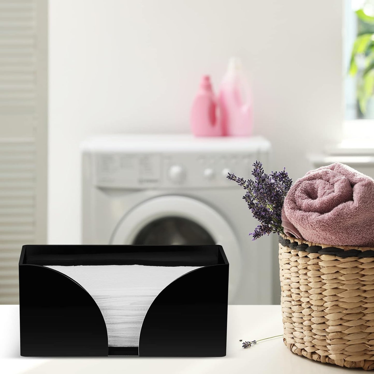 Paper Towel Dispenser Countertop Black Acrylic Paper Towel Holder for Bathroom Folded Paper Towel Dispenser Clear Trifold Napkin Holder for Z-fold, C-fold, MultiFold Trifold - Home Kitchen