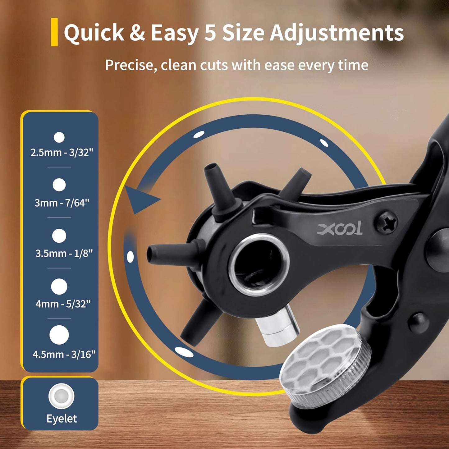 XOOL 2 in 1 Leather Hole Punch Eyelet Tool Kit, 3/16" 4.5mm Metal Eyelets for Fabric, Hole Puncher, Eyelet Pliers for Shoes Leather Clothes Belt