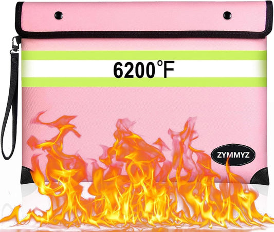 6200℉ Insulated Fire Proof Money Bag for Cash,Fireproof Waterproof Document Pouches with Double-Sided Reflective Strip,Money Envelopes for Cash,Valuables,Jewelry