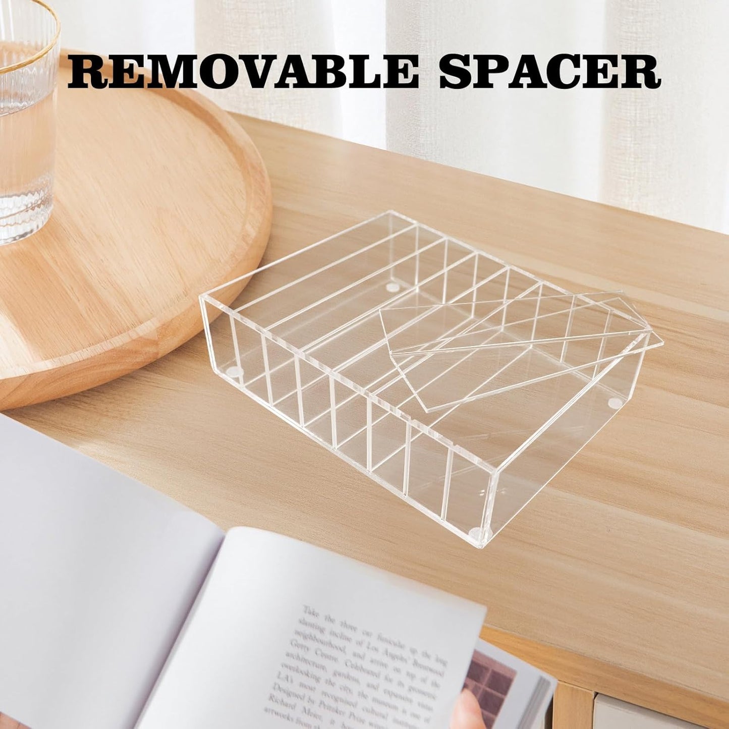 Money Organizer for Cash, 8 Compartment Transparent Acrylic Money Holder, Cash Tray, Cash Box, Cash Organizer for Bills