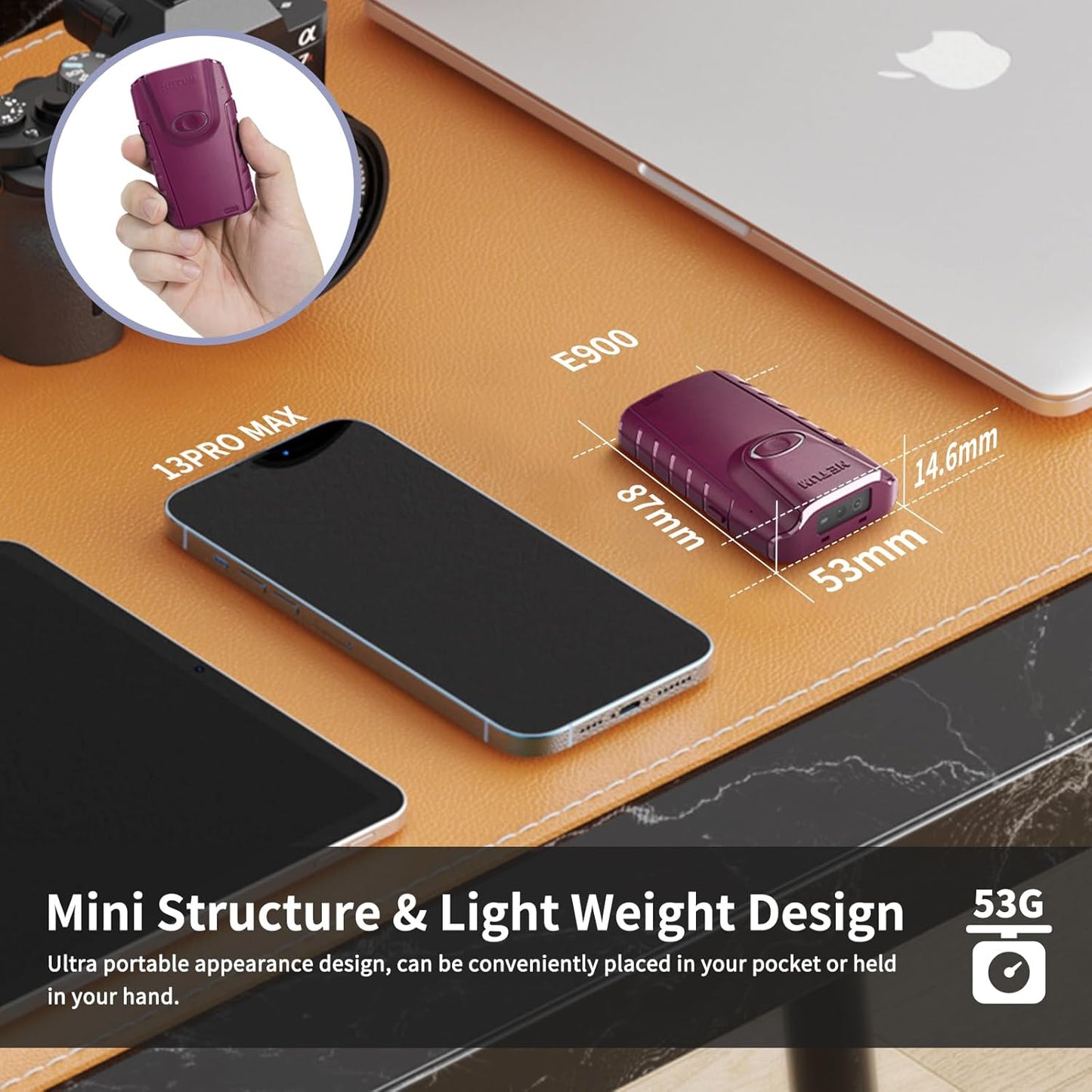 NETUM Bluetooth 2D Barcode Scanner, 3-in-1 Small Portable QR Bar Code Reader Automatic Wireless Gun Scan Back Clip Work with Tablet iOS Android Windows MacOS for Warehouse Inventory POS (2D - E900)