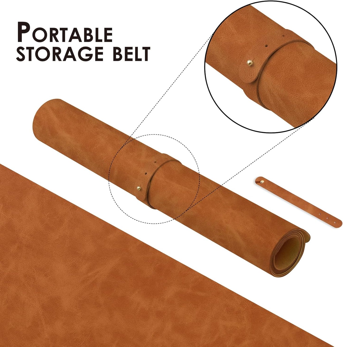 Distressed Leather Desk Mat - Non-Slip PU Desk Pad for Office and Home - Desk Organization and Accessories - Ideal for Large Mouse Pad and Desk Mats on Top of Desks(Tan,31.5"x 15.7")