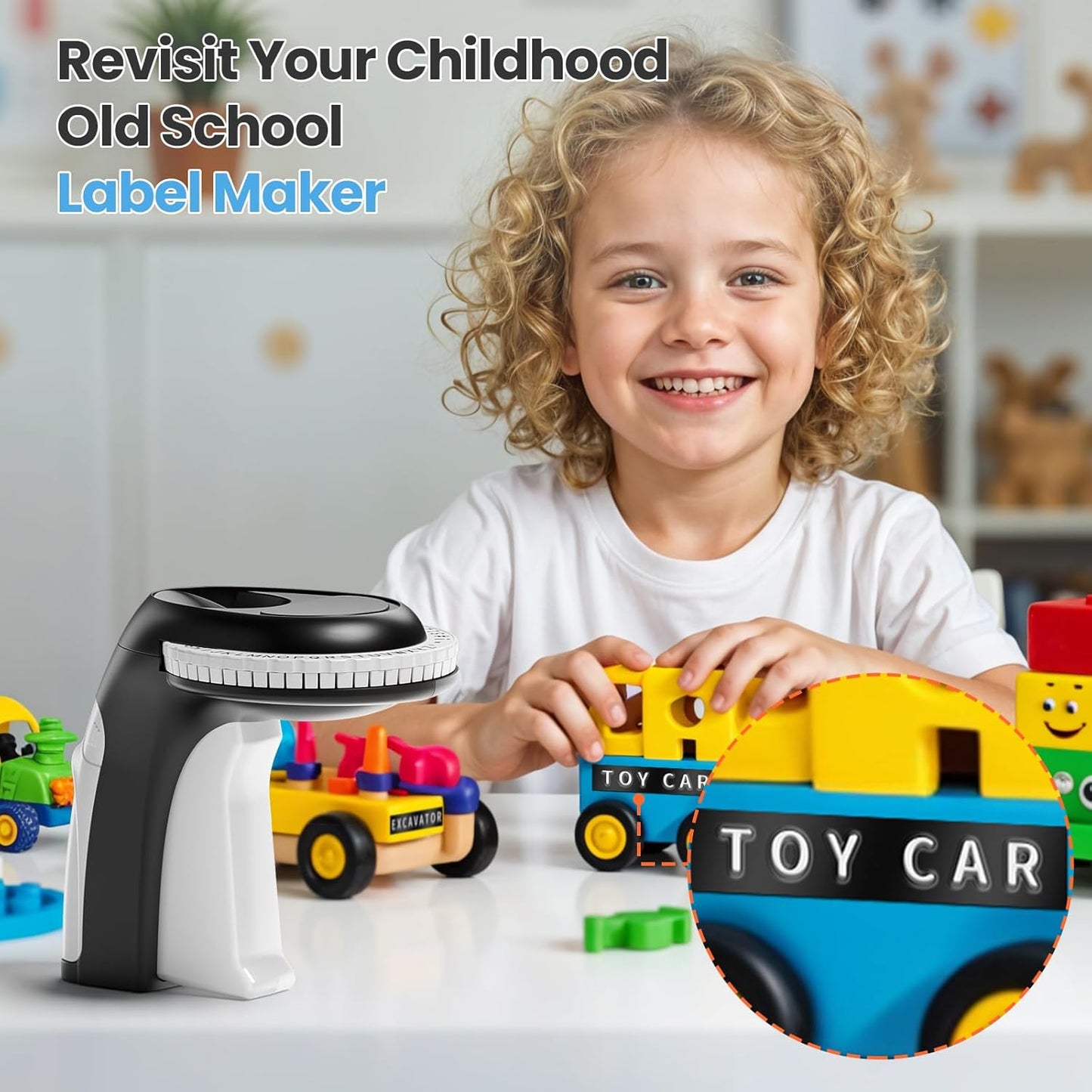 Embossing Label Maker, Manual Label Maker Emboss, Vintage Embossed Label Makers Machine with Tapes, Old School Labeler with 5 Rolls 3D Black Tapes for Home DIY & Crafting Kids School Items