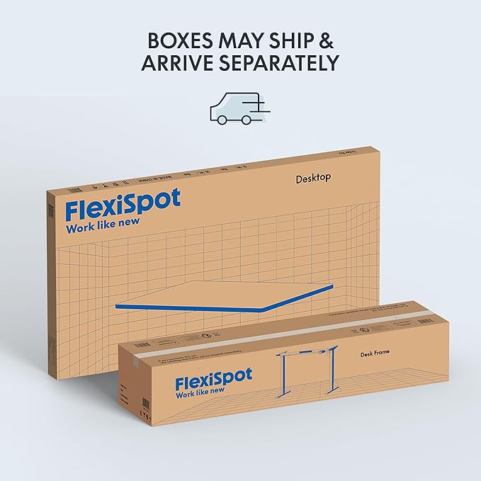 FLEXISPOT EN1 One-Piece Standing Desk 48 x 30 Inch Desktop Adjustable Height Electric Desk for Home Office and Computer Workstation (White Frame + White Top, 2 Packages)