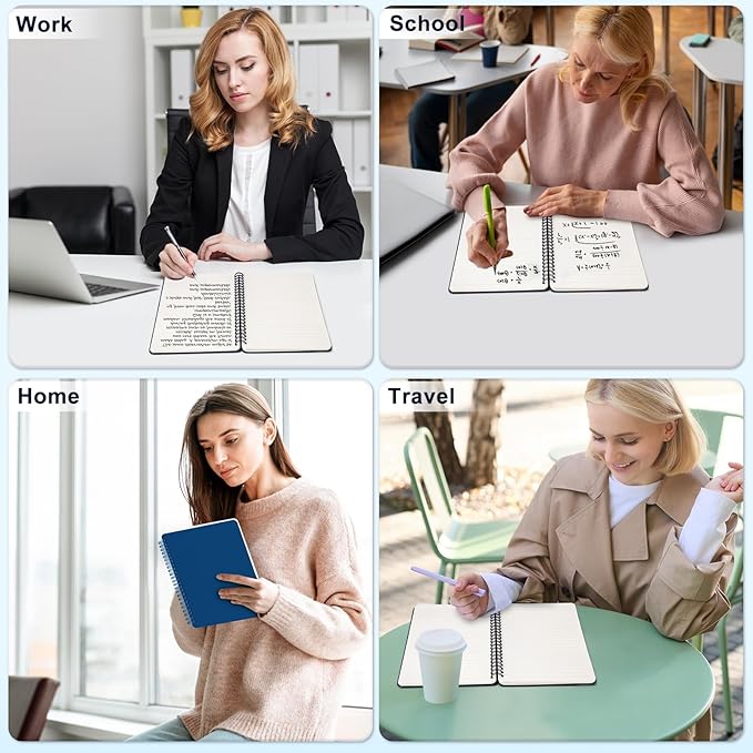 Lined Spiral Journal Notebook, A5 Hardcover Leather Notebook for Work, 5.7''×8.2'', 100GSM Thick Paper Spiral Bound Journaling Notebooks for Women & Men Office School Note Taking Business, Blue