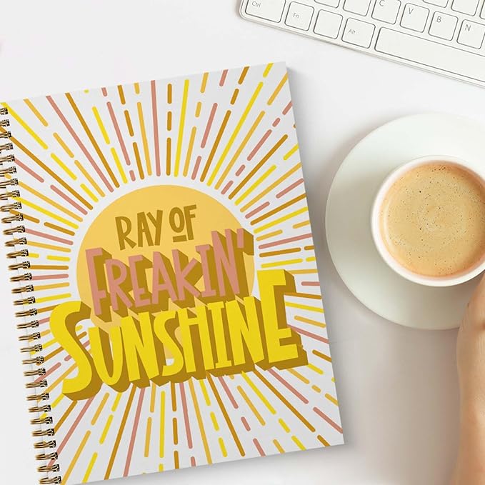 Ray Of Freakin Sunshine Spiral Notebook / 8.5" x 11" Journal / 120 College Ruled Pages/Durable Gloss Laminated Softcover/Gold Wire-o Spiral Binding/Made in the USA