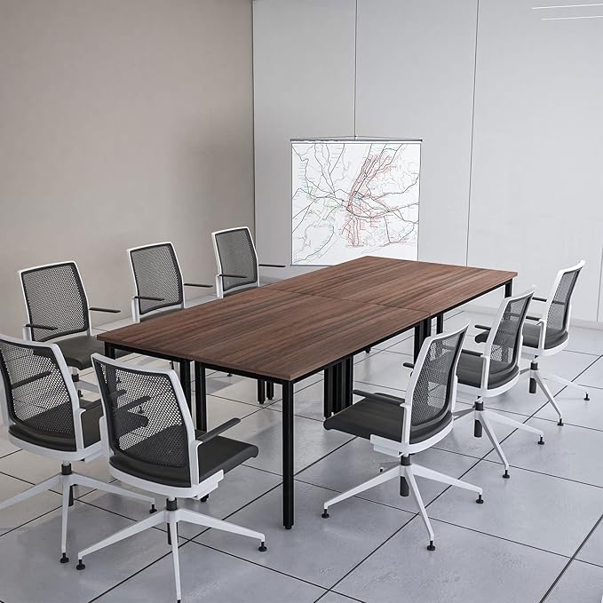 Bonzy Home Conference Tables 9ft Office Computer Desk for Meeting Room Study Writing Printer Podcast Table Save Space Design for 10 People Rustic Vintage Walnut 4PCS 110.2"x47.2"x29.5"