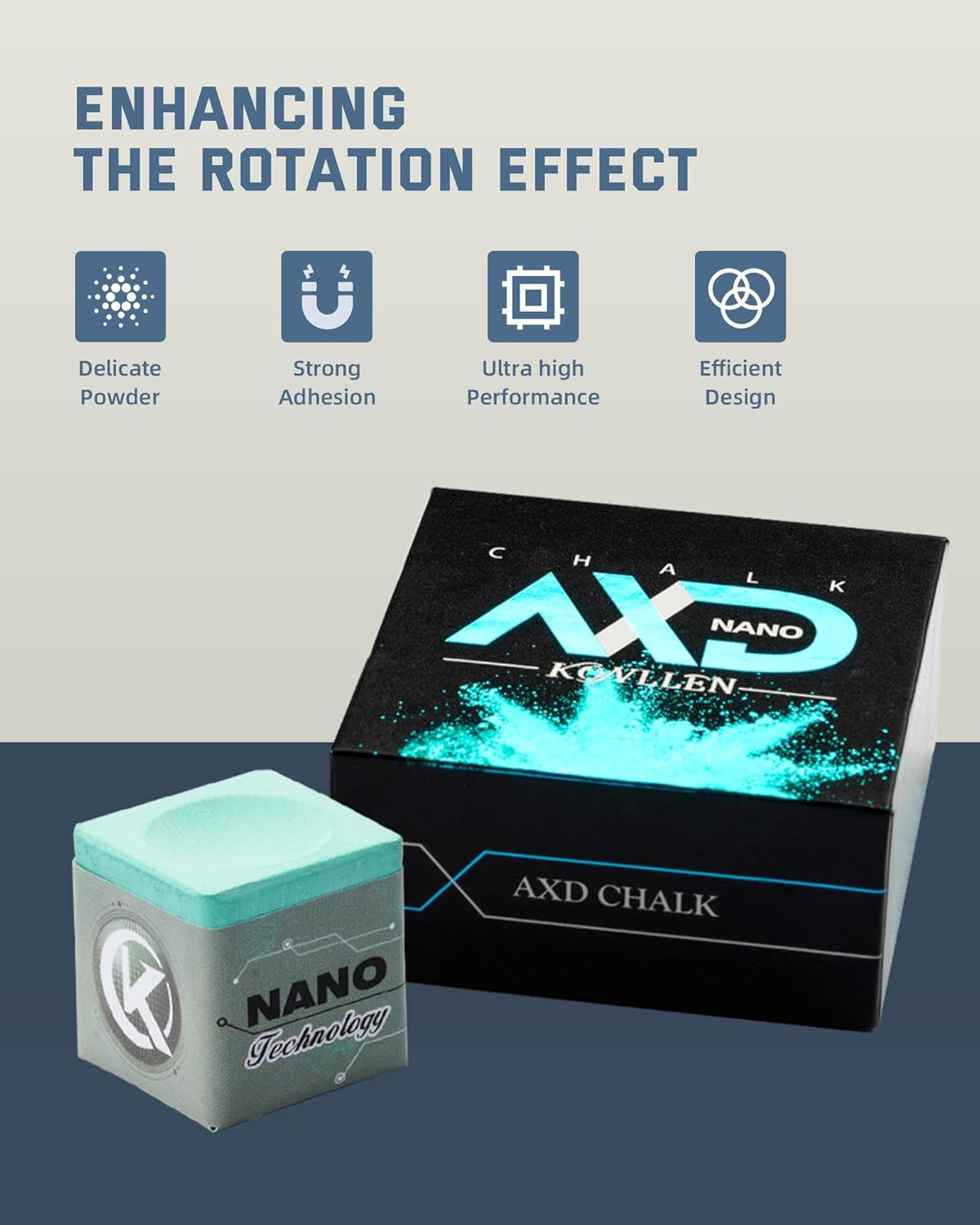 KONLLEN Pool Cue Chalk Nano Technology Billiard Chalk for Professional Tournament Dedicated Pool Chalk (Outstanding Performance, Reduce Miscue, Durable)