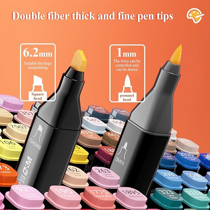 M&G 60 Colors Dual Tip Alcohol Art Sketch Markers, Drawing Markers for Adult Coloring Books, Drawing, Sketching, Doodling, Art Projects, School Supplies