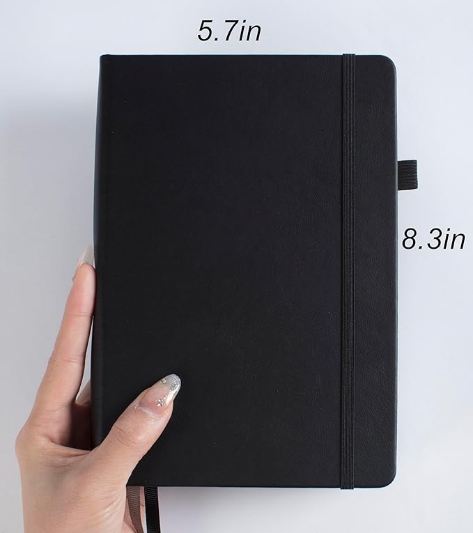 Thick Bullet Dotted Journal 2 Pack with 366 Numbered Pages, A5 Journal with 100GSM Dot Grid Paper, Hardcover Leather Notebooks for Women Men School Note Taking Office Work Diary, 5.7"x8.3" Black Pink