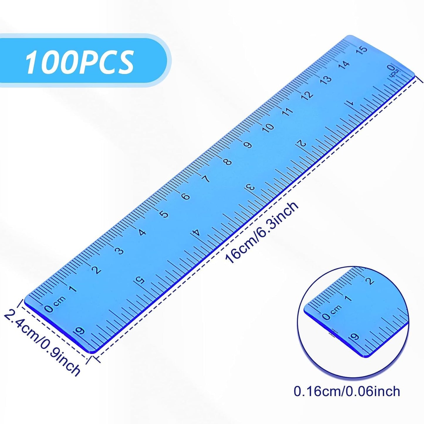 Zonon 200 Pcs Rulers Bulk Plastic Flexible Straight Rulers with Inches and Centimeters for First Day of School Gift for Students Back to School Office Supplies (Transparent Bright Color,6 Inch)