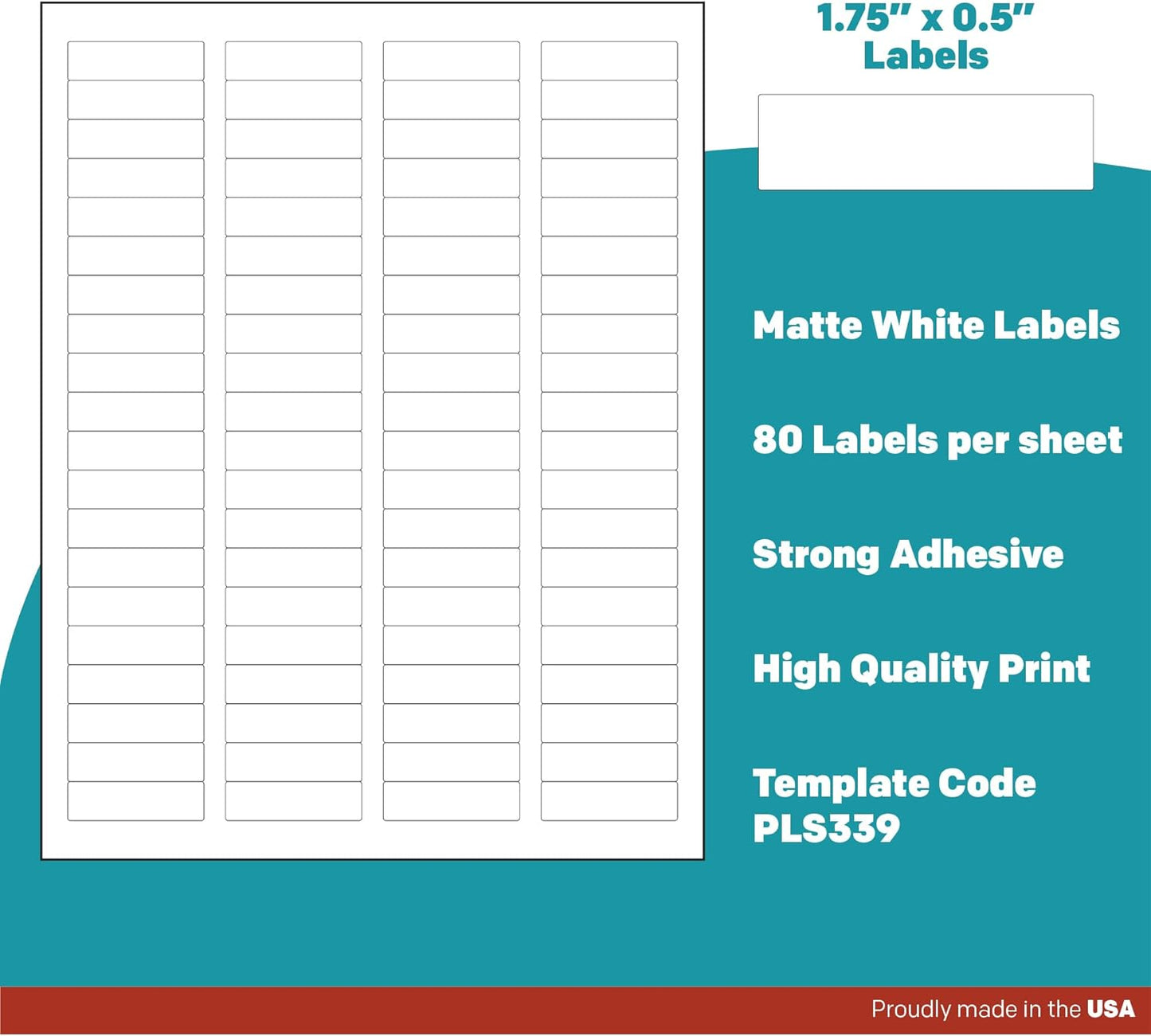 Premium Label Supply White Sticker Return Address Labels – 1.75" x .5" – Laser/Inkjet Compatible – (80 per Sheet), 500 Sheets – 40,000 Total Adhesive Labels