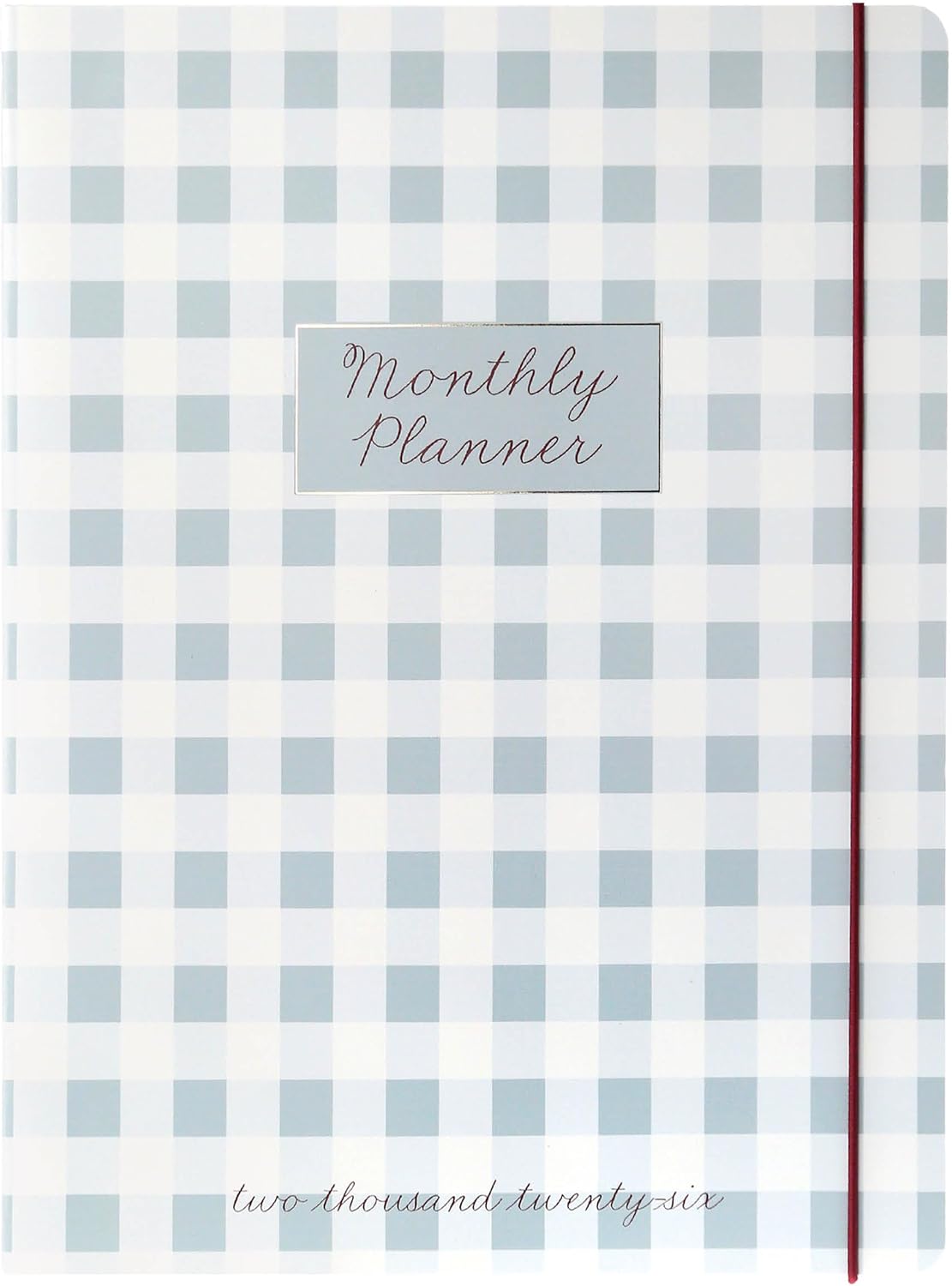 18 Month Planner/Calendar by Graphique, July 2025 – Dec. 2026 Gingham Monthly Planner, Holidays, Notes Pages, 8” x 10”