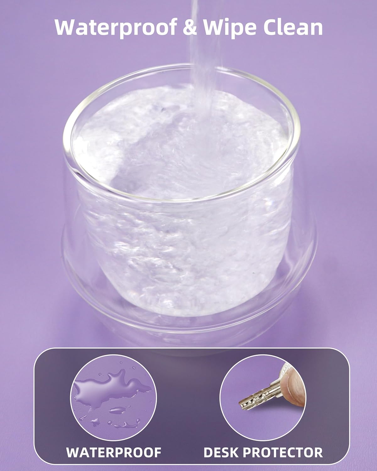 Leather Desk Pad Protector,Office Desk Mat,Large Mouse Pad, Non-Slip PU Leather Desk Blotter,Desk Pad,Waterproof Desk Writing Pad for Office and Home (Light Purple,31.5" x 15.7")