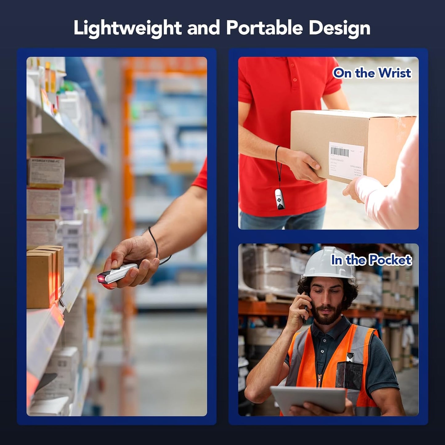 Eyoyo Bluetooth 2D&1D Barcode Scanner, Portable Wireless Mini but Powerful Barcode Reader with 2.4G Wireless&Bluetooth&USB Wired Connection, QR Code Scanner for Phone, Tablet PC