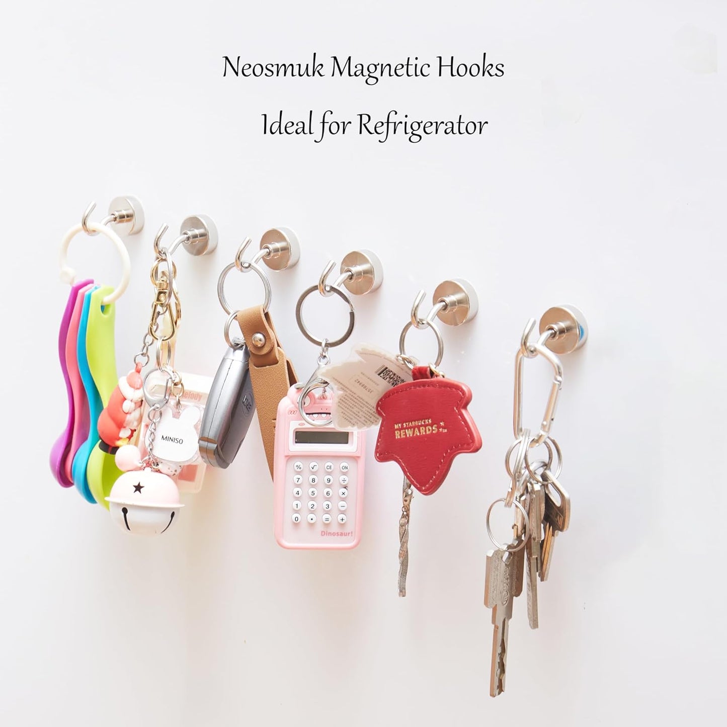 Neosmuk Magnetic Hooks, Heavy Duty Earth Magnets with Hook for Refrigerator, Extra Strong Cruise Hook for Hanging, Magnetic Hanger for Cabins, Grill (Silver White, 4 Pack)