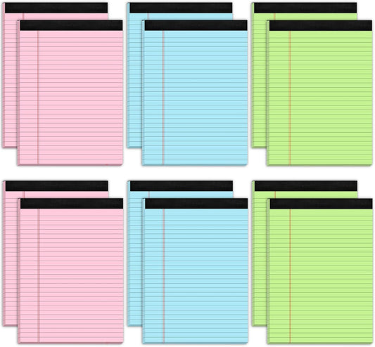 Pink Legal Pads 8.5 x 11 Notebook Paper, 12 Pack Colored Note Pads 8.5 x 11 Wide Ruled Note Paper 8 1/2 x 11, Letter Pads 8.5 x 11 Colored Notepads, Pink Legal Pads 8.5 x 11 Paper Pads, 30 Sheets/Pad