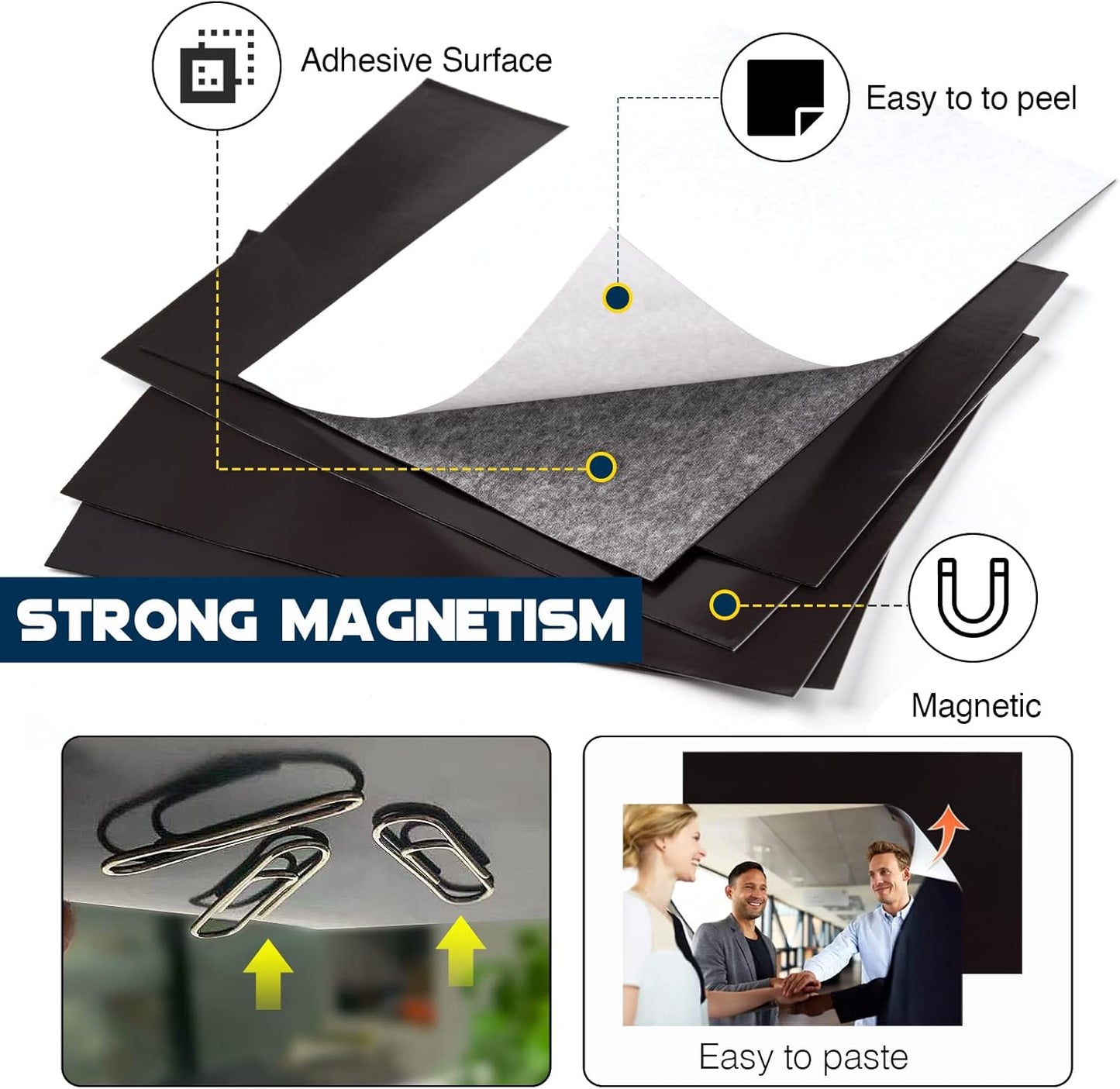 Magnetic Sheets with Adhesive Backing for Fridge 4x6 Pictures Magnets (Bulk Pack of 64),Adhesive Photo Magnets for Home/Classroom/Office/DIY Fridge Magnets