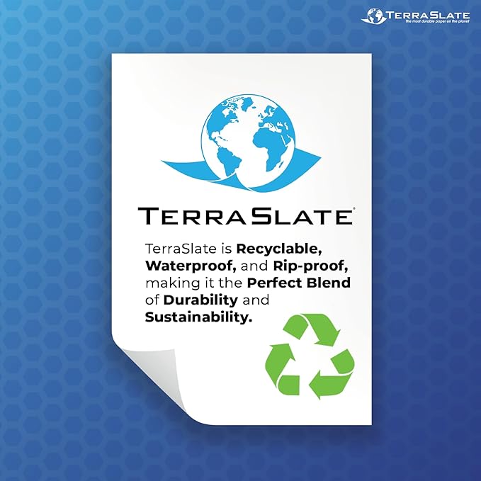 TerraSlate Premium Waterproof Paper, 5 MIL 8.5” x 11”, Laser Printer & Copy Machine Compatible, Durable & Rain/Weather-Proof Copy Paper, White Paper (100 Sheets)