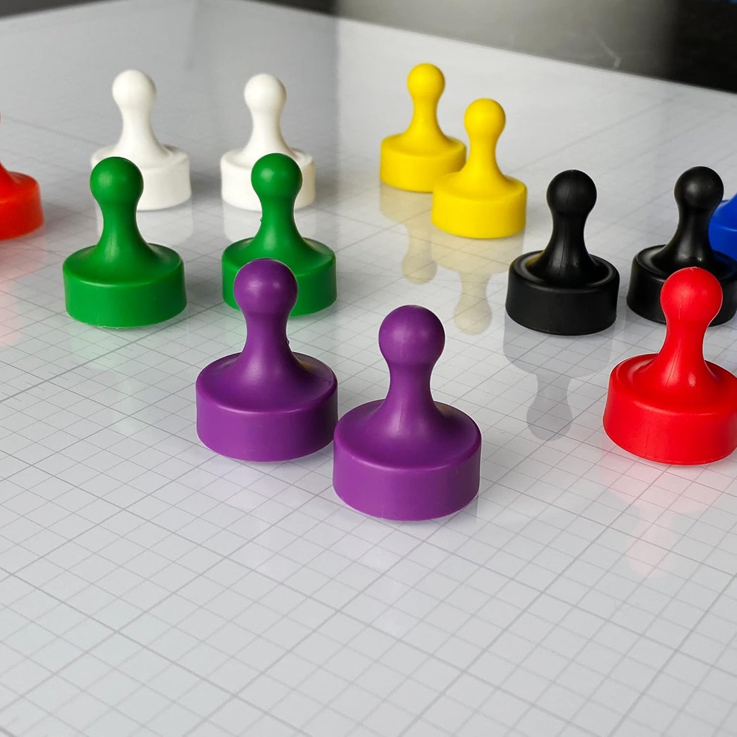 GLASSBOARD STUDIO Powerful Neodymium Magnets, Pawn-Shaped - Strong Fridge/Refrigerator and Whiteboard Magnet, Ideal for Office, Kitchen, Crafts - Rare Earth, Heavy Duty (8, Red)